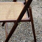 Set of 4 folding chairs wood and canning of the 70s