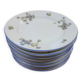 8 MEHUN porcelain dessert plates with barbel decoration