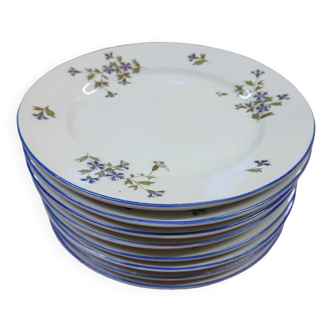 8 MEHUN porcelain dessert plates with barbel decoration