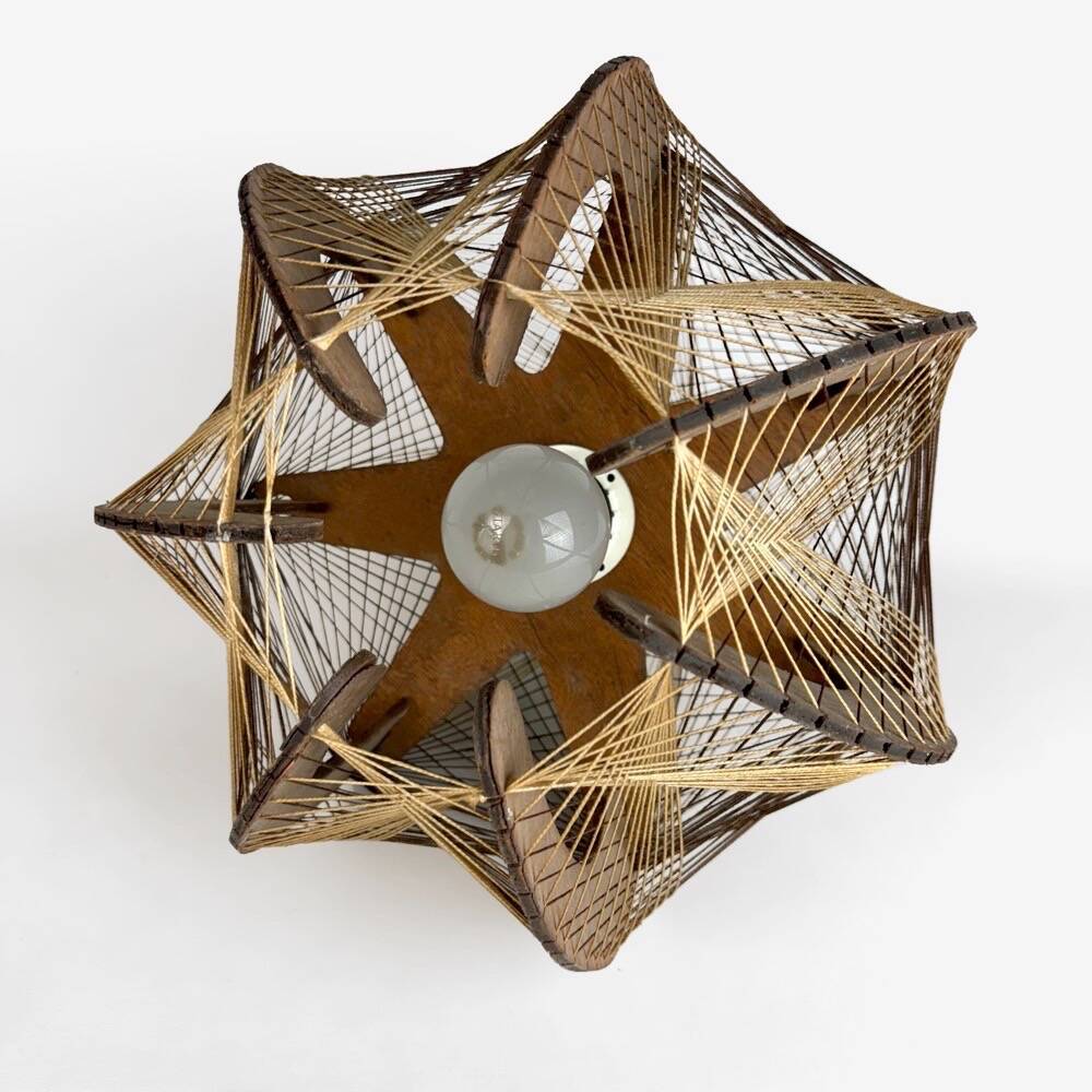 Scandinavian wooden and stretched wire suspension 70's