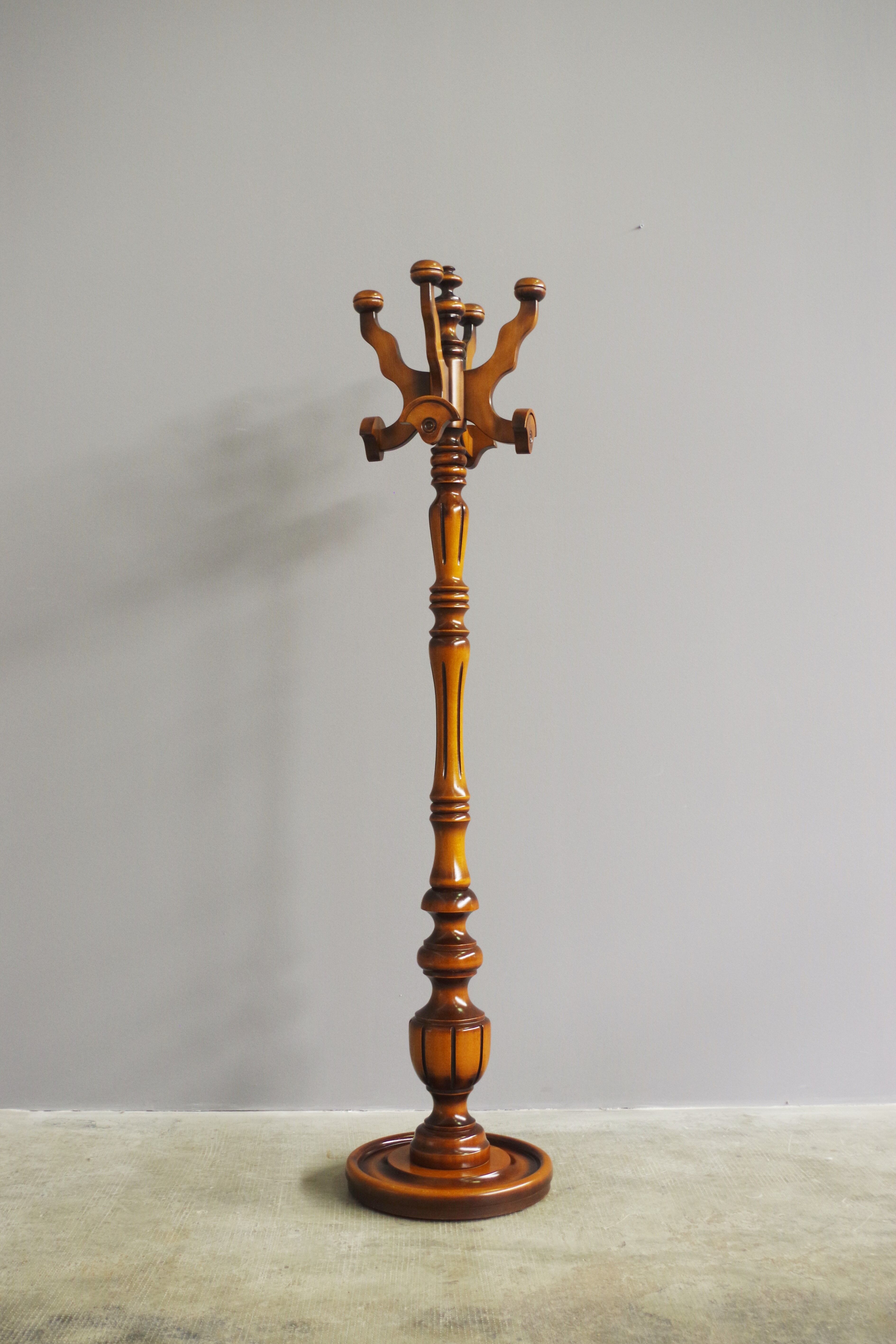 Column hanger in walnut turned beech, 1970s