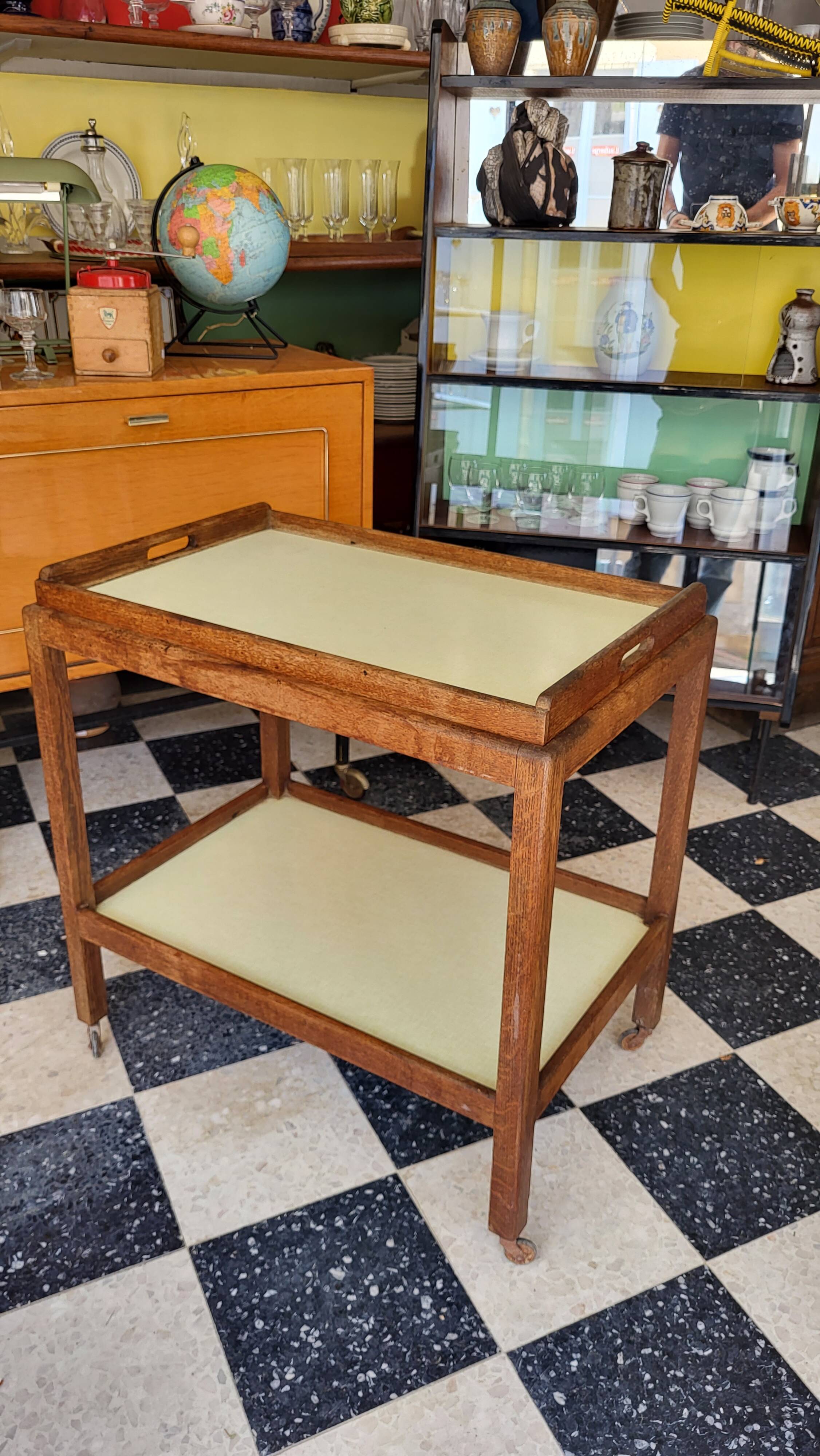 Service table wood & formica 50s