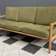 green fabric and wood 3 seat sofa 1960s