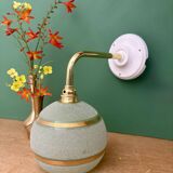 Applique globe vintage en verre granité vert et or