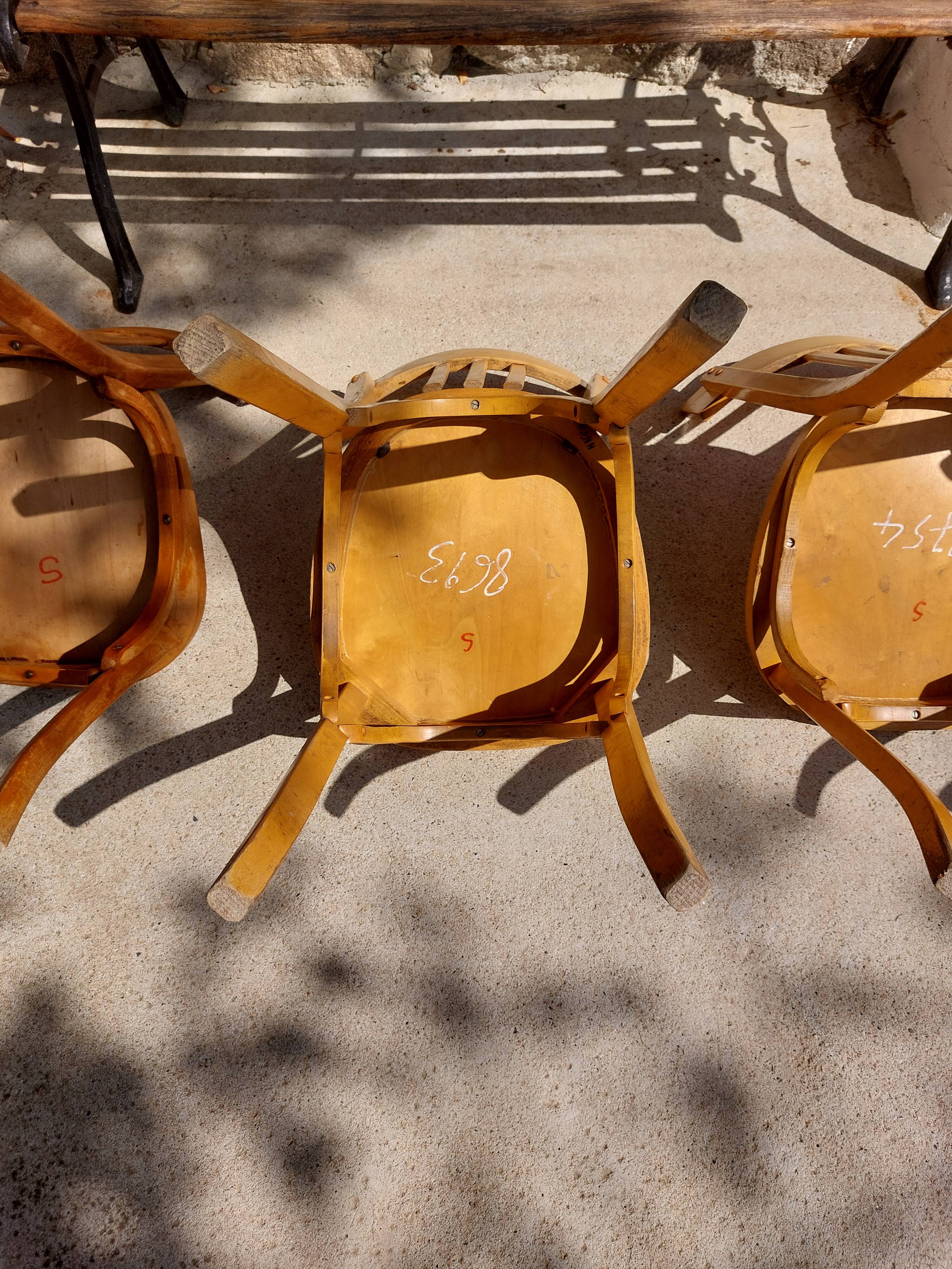 4 Baumann bistro chairs, different shades, vintage
