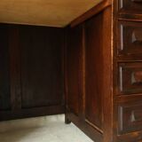 Vintage oak desk with its stool.