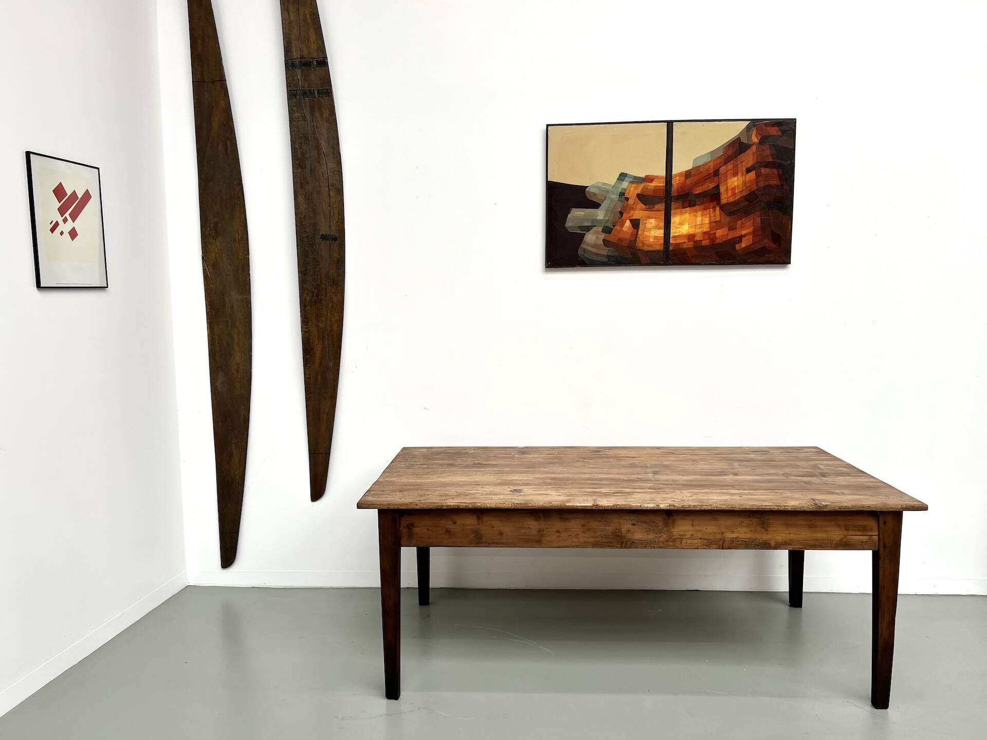 Table de ferme en pin, années 50