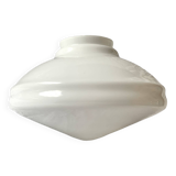Art Deco saucer globe in white opaline