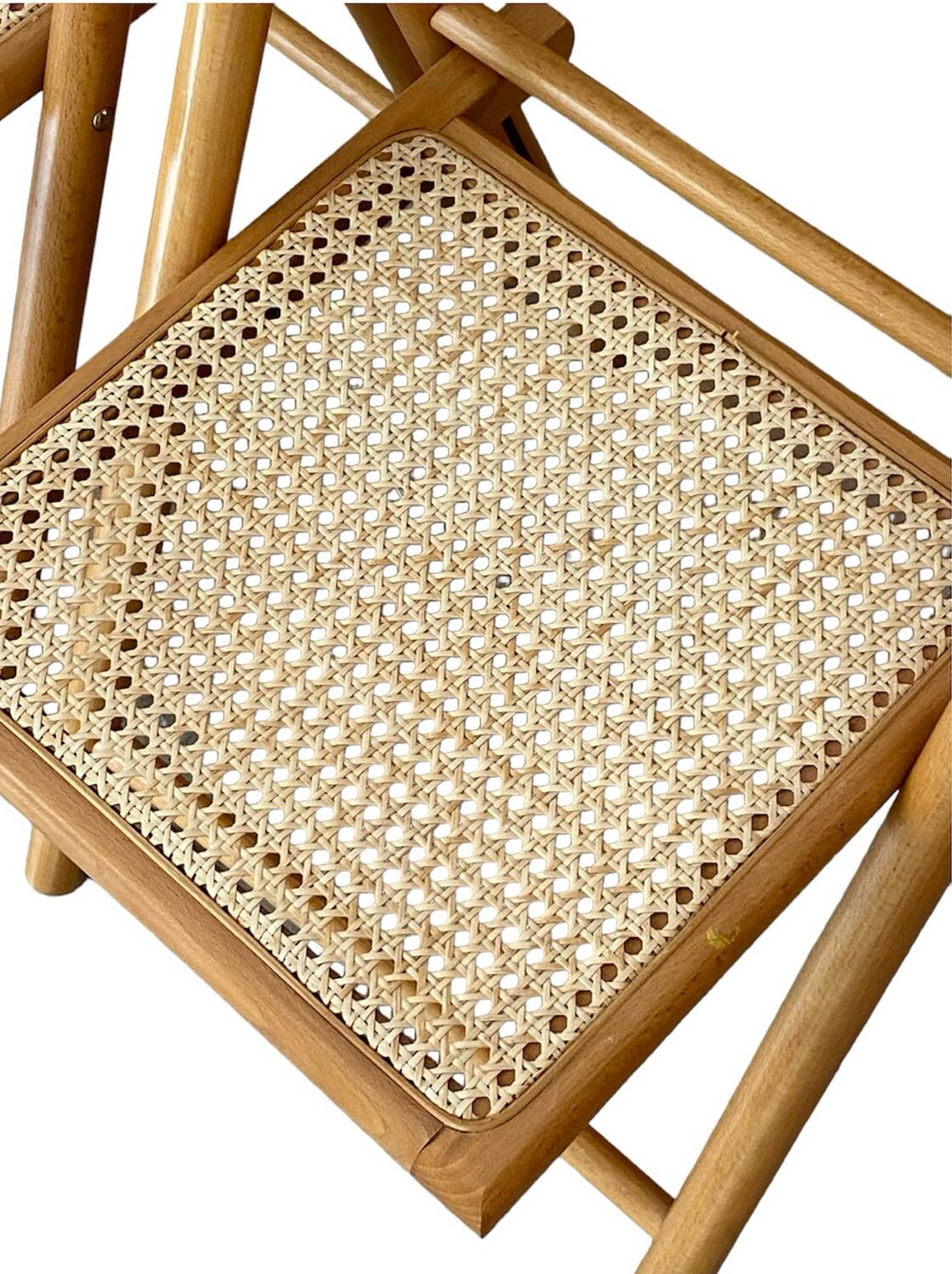 Pair of folding caned chairs