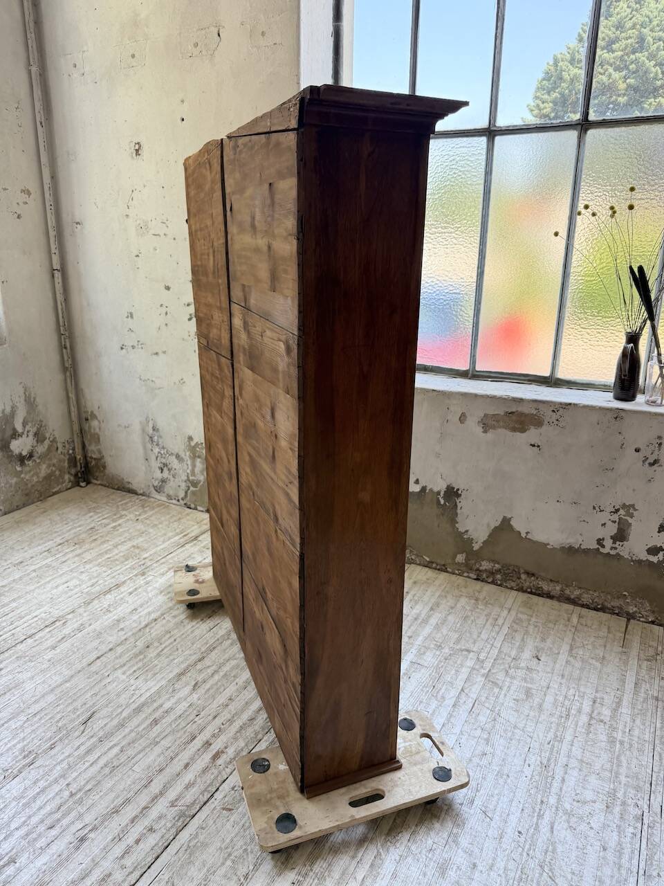 Glass-fronted walnut library 1900