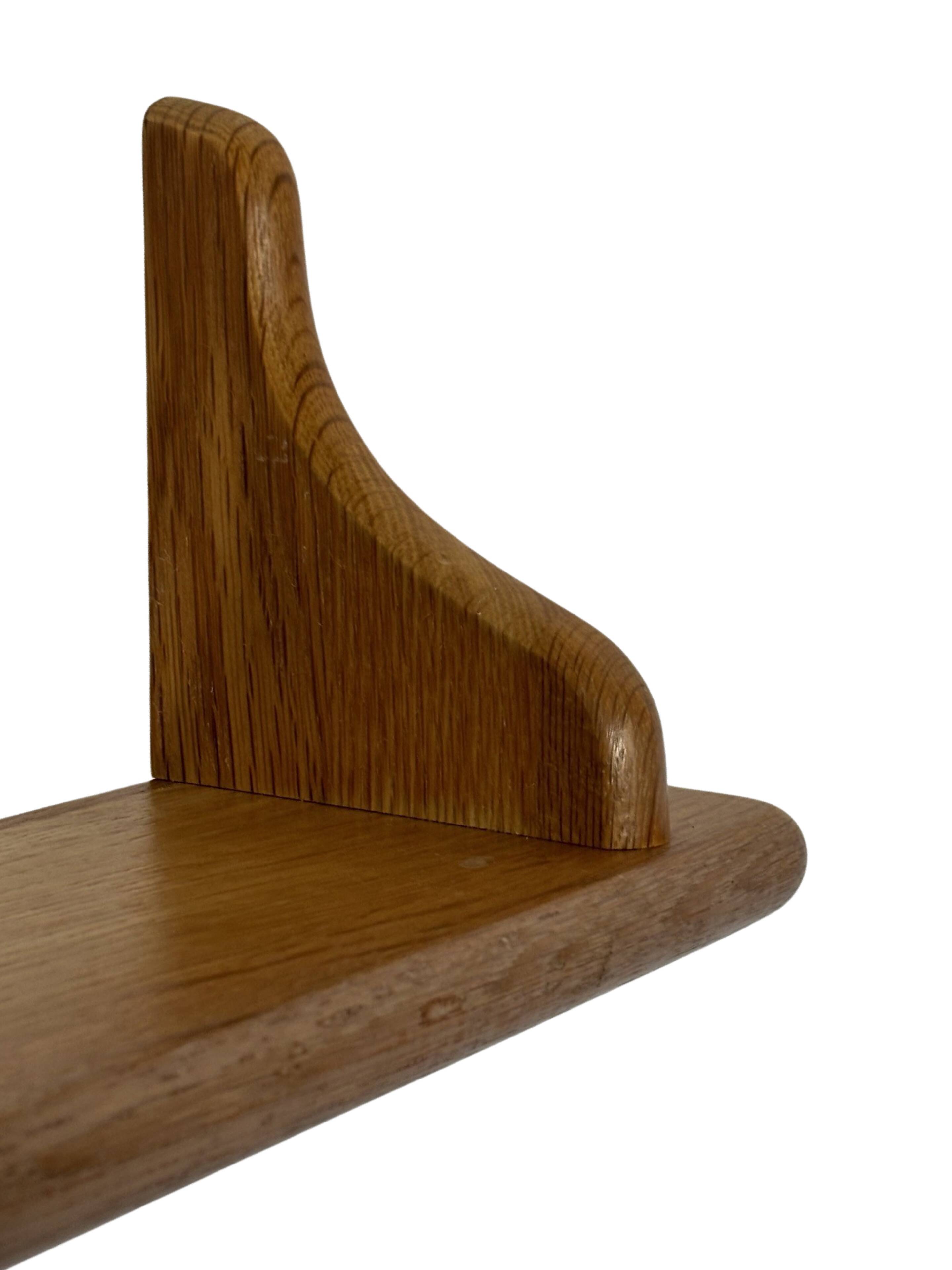 Vintage oak wall shelf book shelf 1970s wood minimalist design