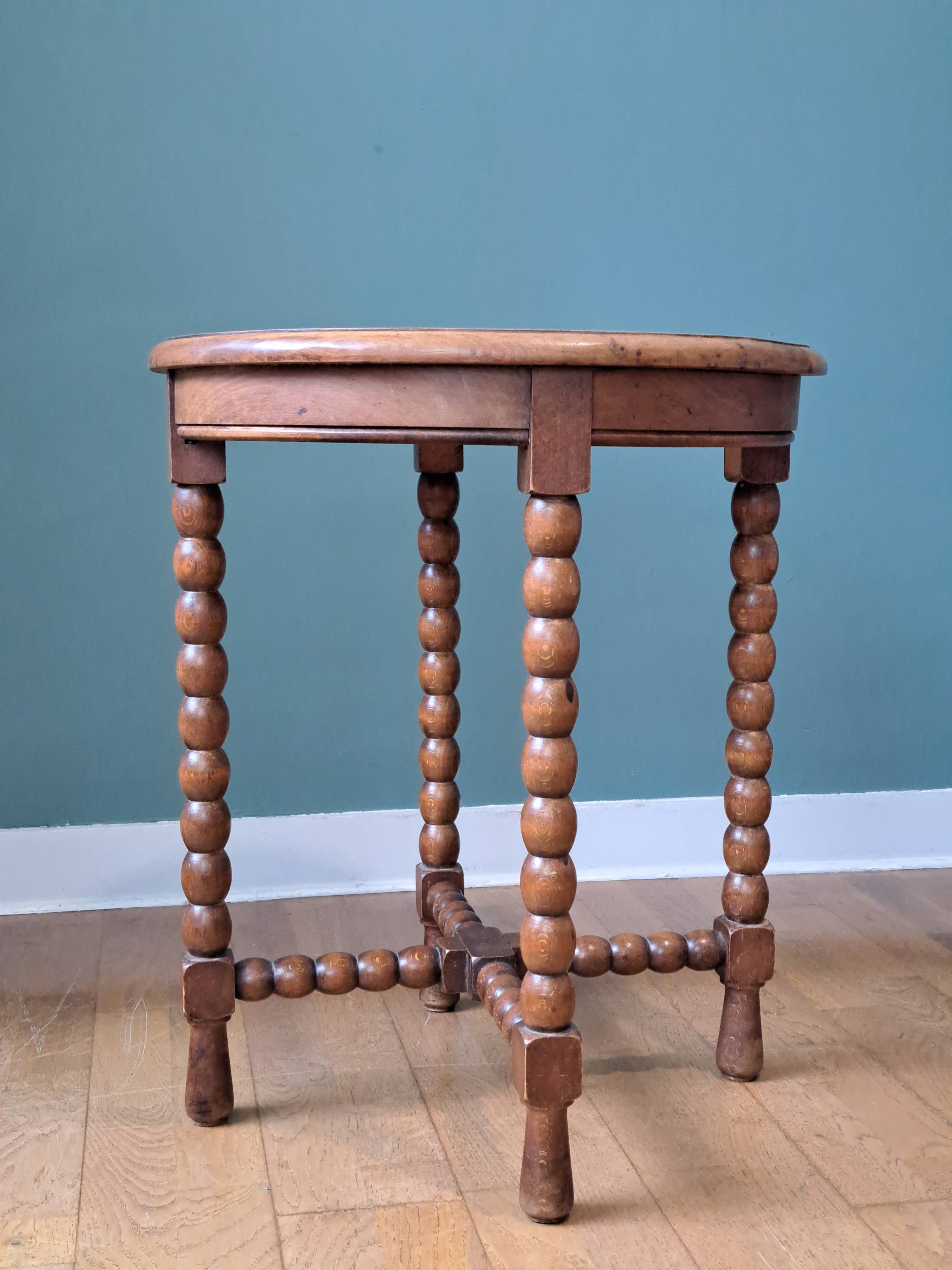 Side table with turned wooden legs