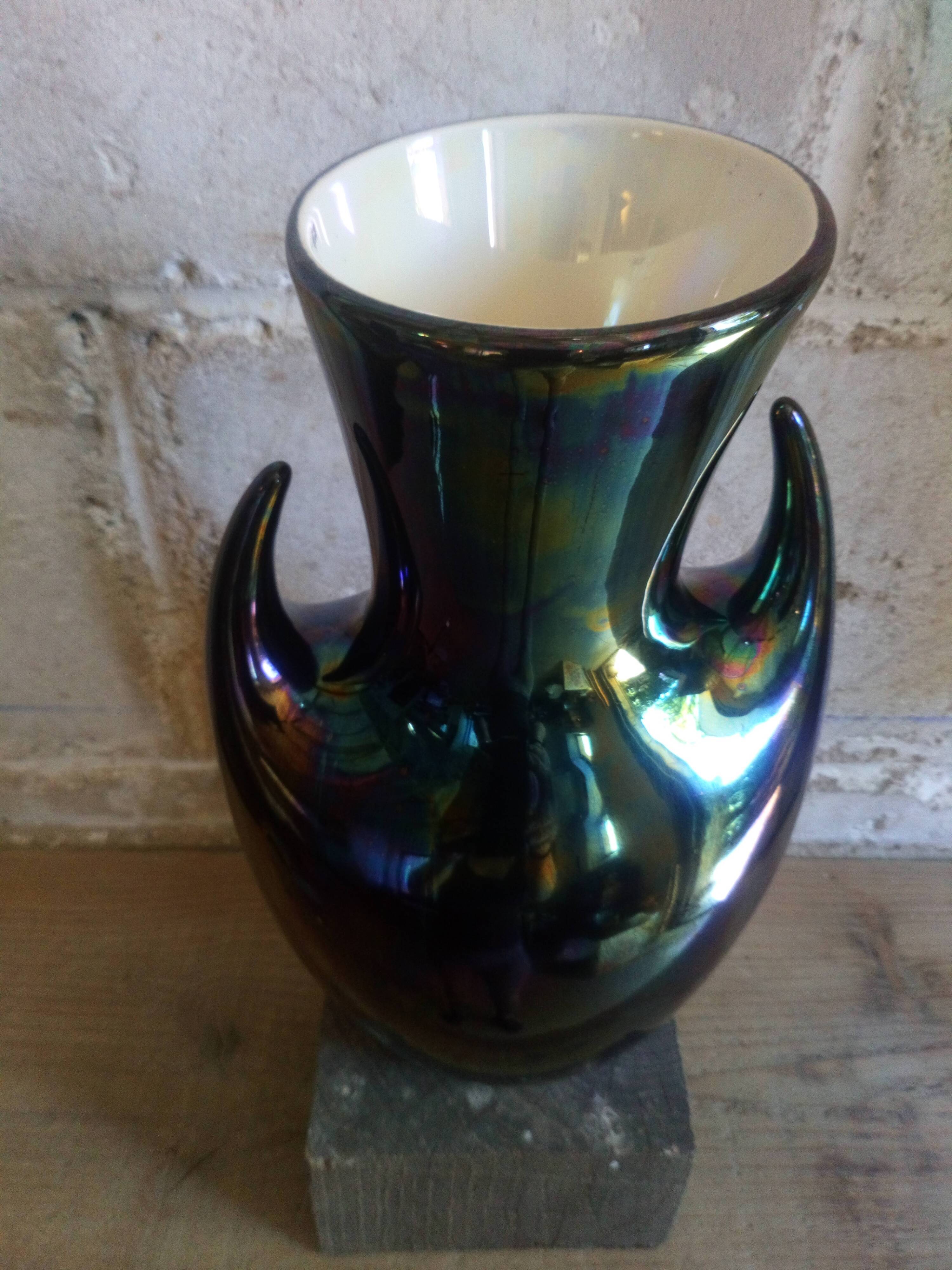 Vase with vintage Verceram ceramic arms