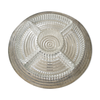 Aperitif service glass on silver metal tray