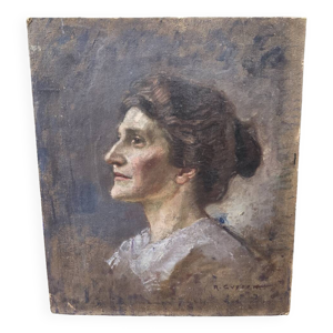 Portrait huile sur carton