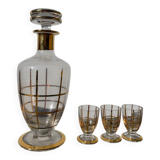 Art Deco glass and gold carafe or vase from the 1950s.