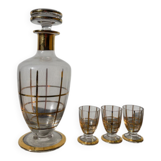 Art Deco glass and gold carafe or vase from the 1950s.