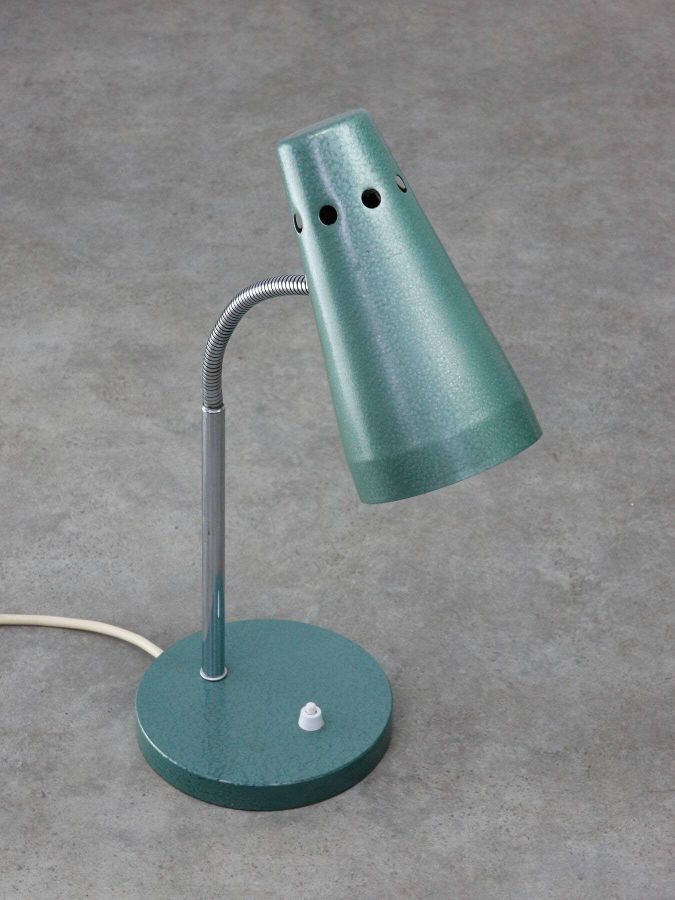 Mid-Century Italian Table Lamp in Blue Metal