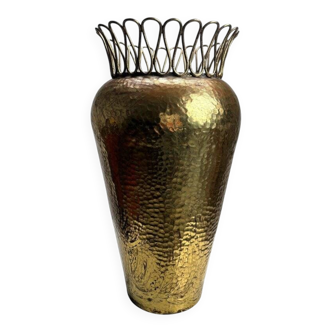 Mid-Century Hammered Brass Umbrella Stand in the style of Gio Ponti, 1950s