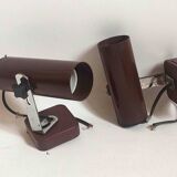 Pair of 70s dark brown adjustable wall lights