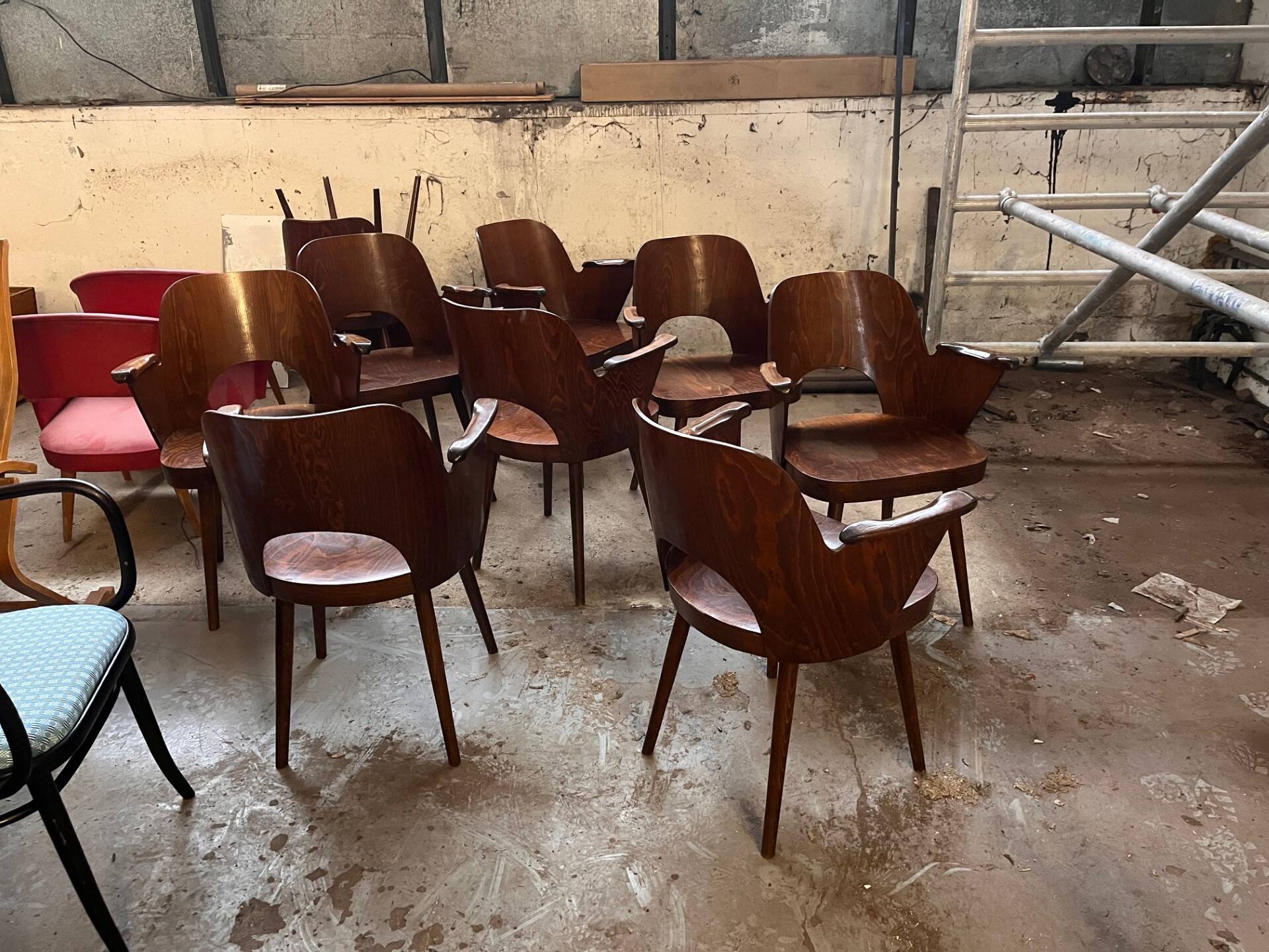 4 Oswald Haerdtl chairs for Ton, Czechoslovakia