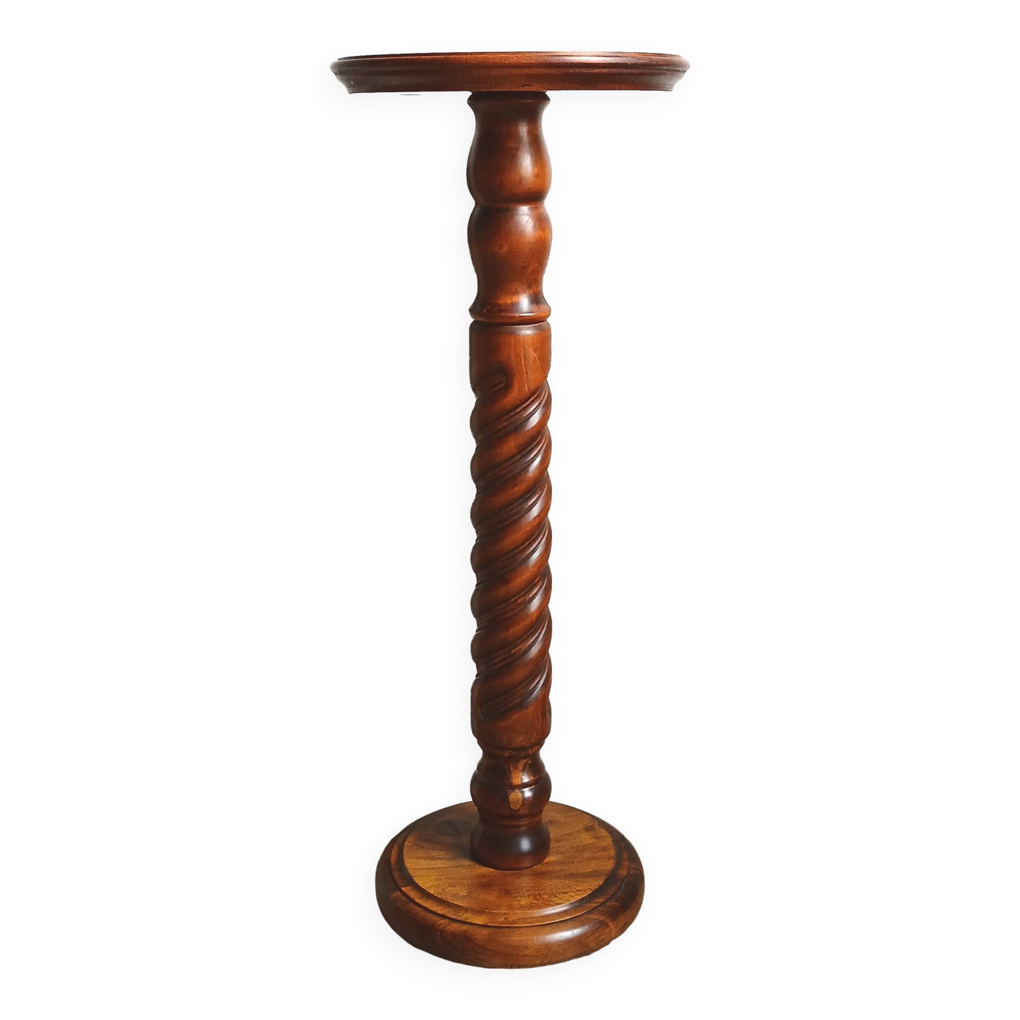 Solid turned wood saddle column