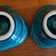 Set of 2 vintage green ceramic egg cups