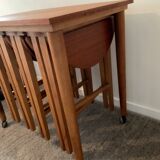 Scandinavian set by Poul Hundevad table and 4 folding teak stools
