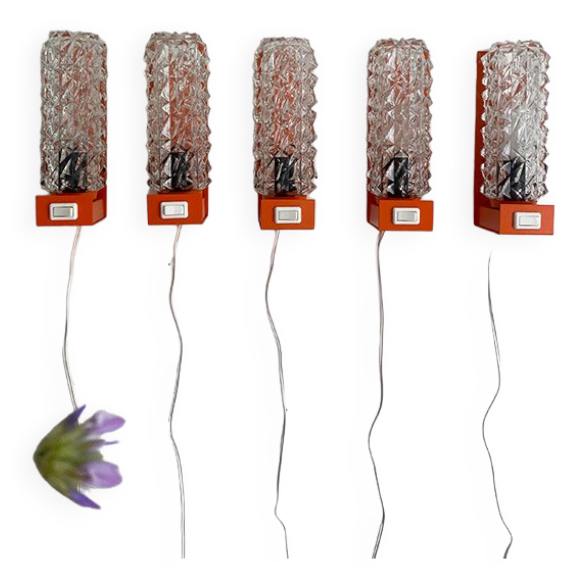 Lamp / wall lamp metal orange diamond globe 70s