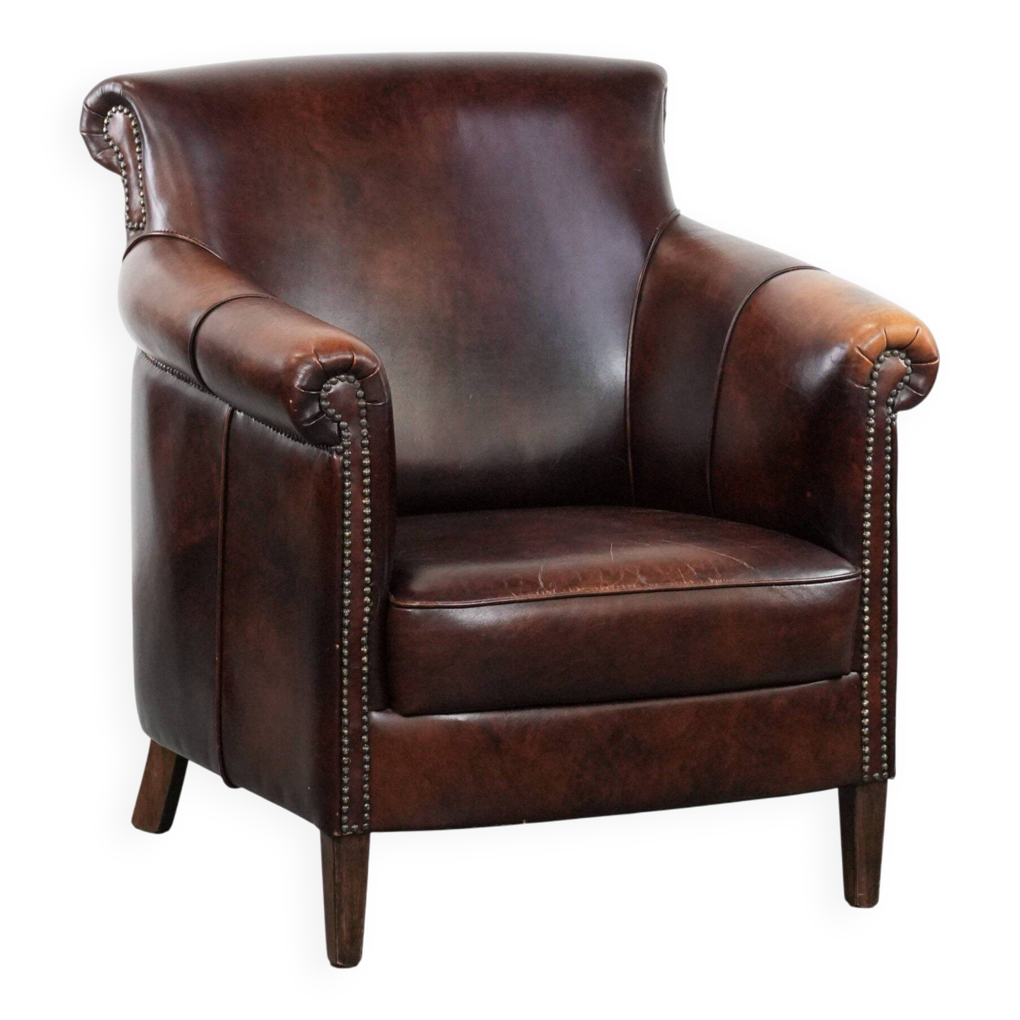 Characterful and comfortable cowhide leather armchair