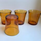 Set of 4 amber glasses 70s