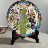 Japan decorative plate, Imari style, peacock and peony décor