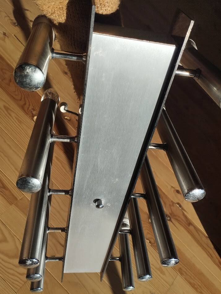 Sculptural vintage 70s chandelier – metal & aluminium – 55 × 26 cm