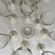 Set of 9 champagne glasses in glass and frosted opaline glass, France 1970