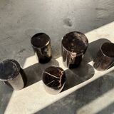 Side table in black petrified wood h:28,5cm d:17cm