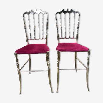 Paire de chaises italiennes chiavari en laiton massif