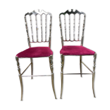 Pair of Italian chiavari chairs in solid brass
