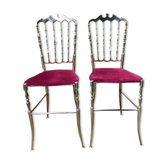 Pair of Italian chiavari chairs in solid brass