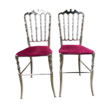 Pair of Italian chiavari chairs in solid brass
