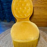 Upholstered gold velvet armchair-Napoleon III style
