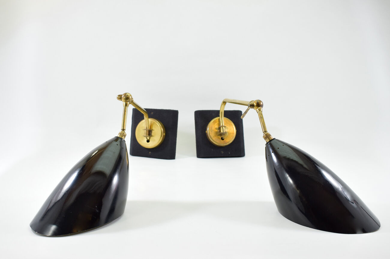 Large pair of vintage Italian wall light brass 1960 certified original edition, no copy