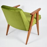 Club armchair 366, designer J. Chierowski, restored, 60s icon, green velvet