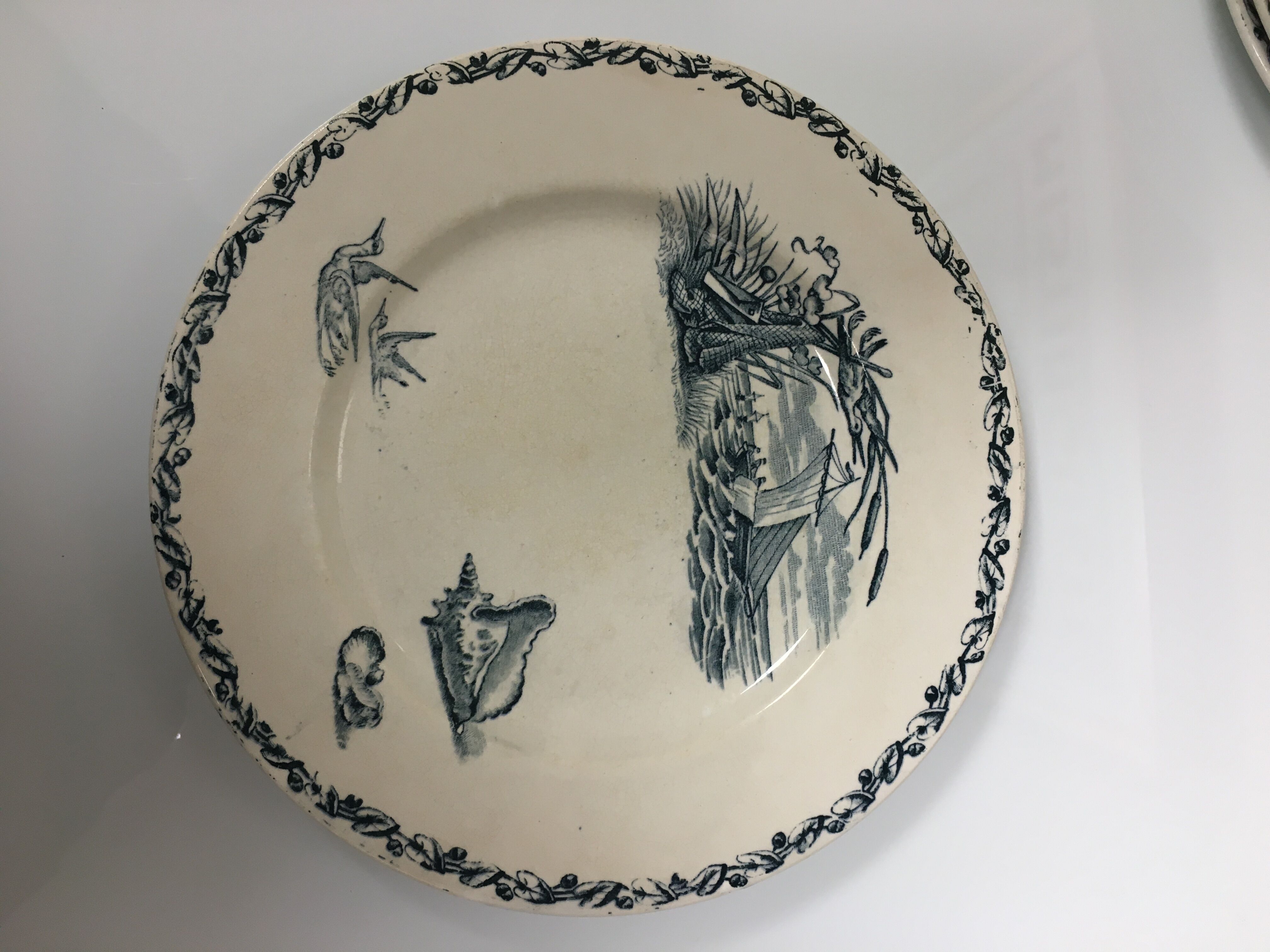 6 flat plates Terre de fer Creil and Montereau marine model