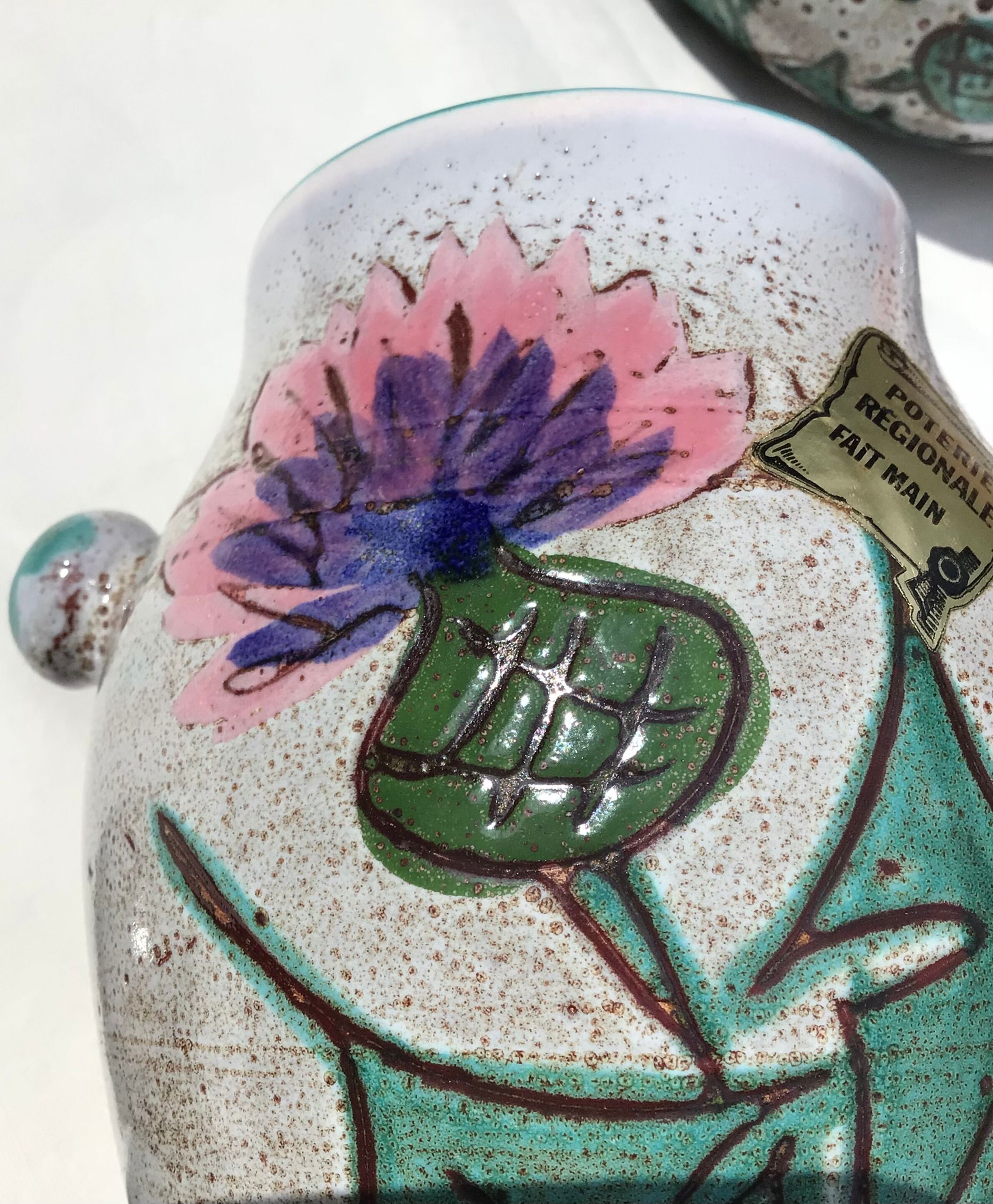 Vallauris Thistles covered pot for condiments