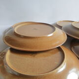 Set of 6 flat plates in Brenne stoneware from France vintage