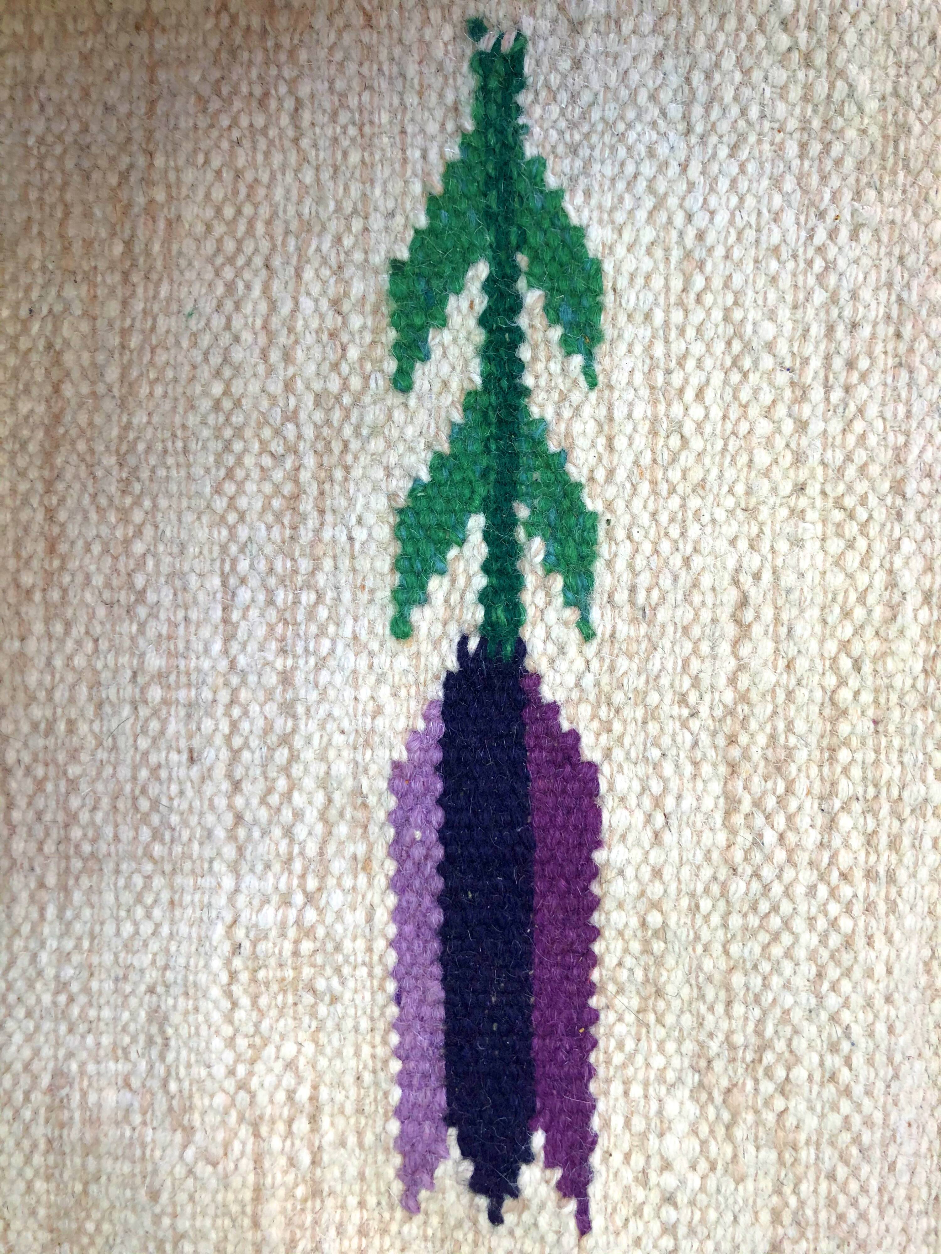 Vintage swedish flat weave Röllakan floral rug 1960s handmade, wool