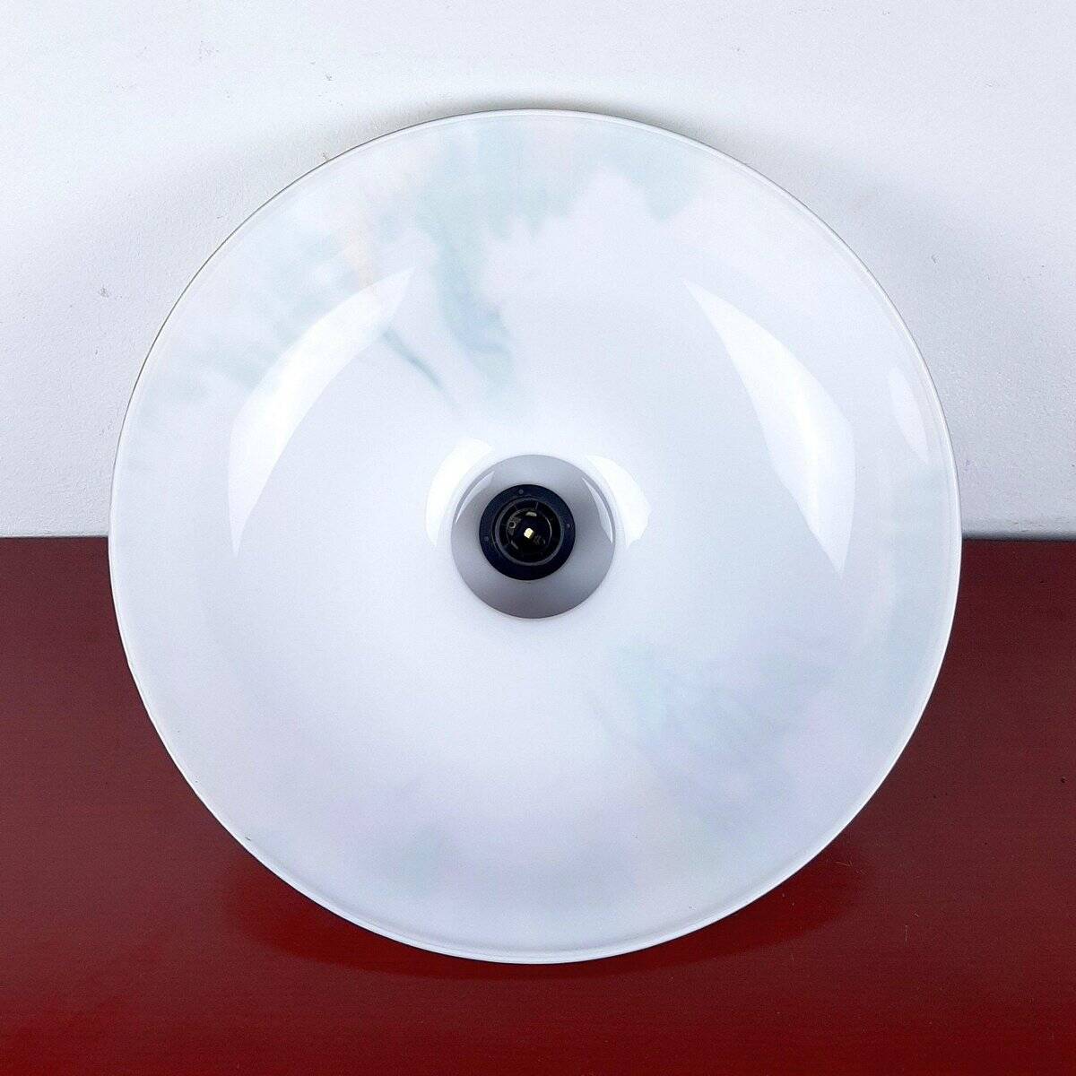 White glass pendant lamp, 1970s