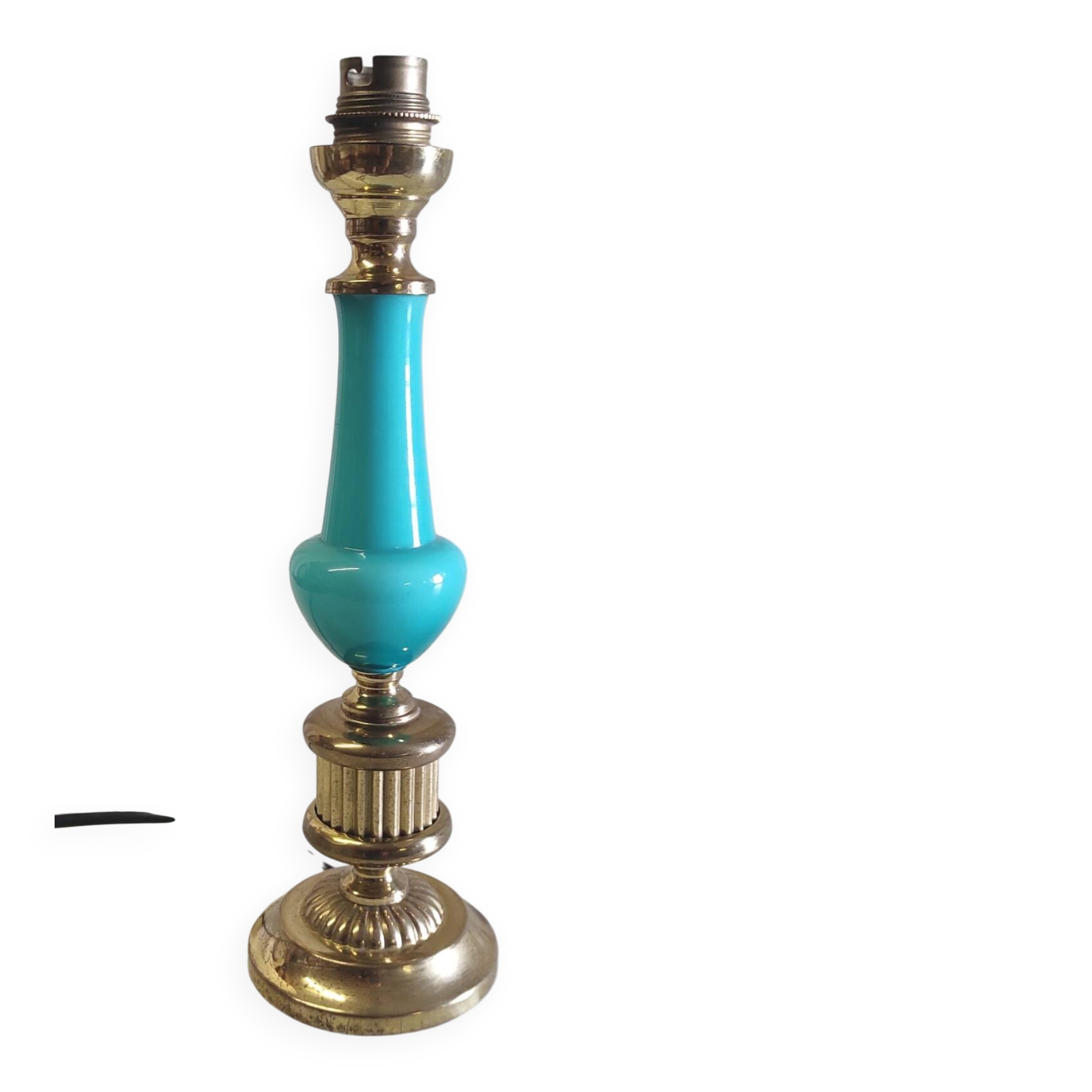Lamp base in brass and turquoise opaline - mid 20th century.
