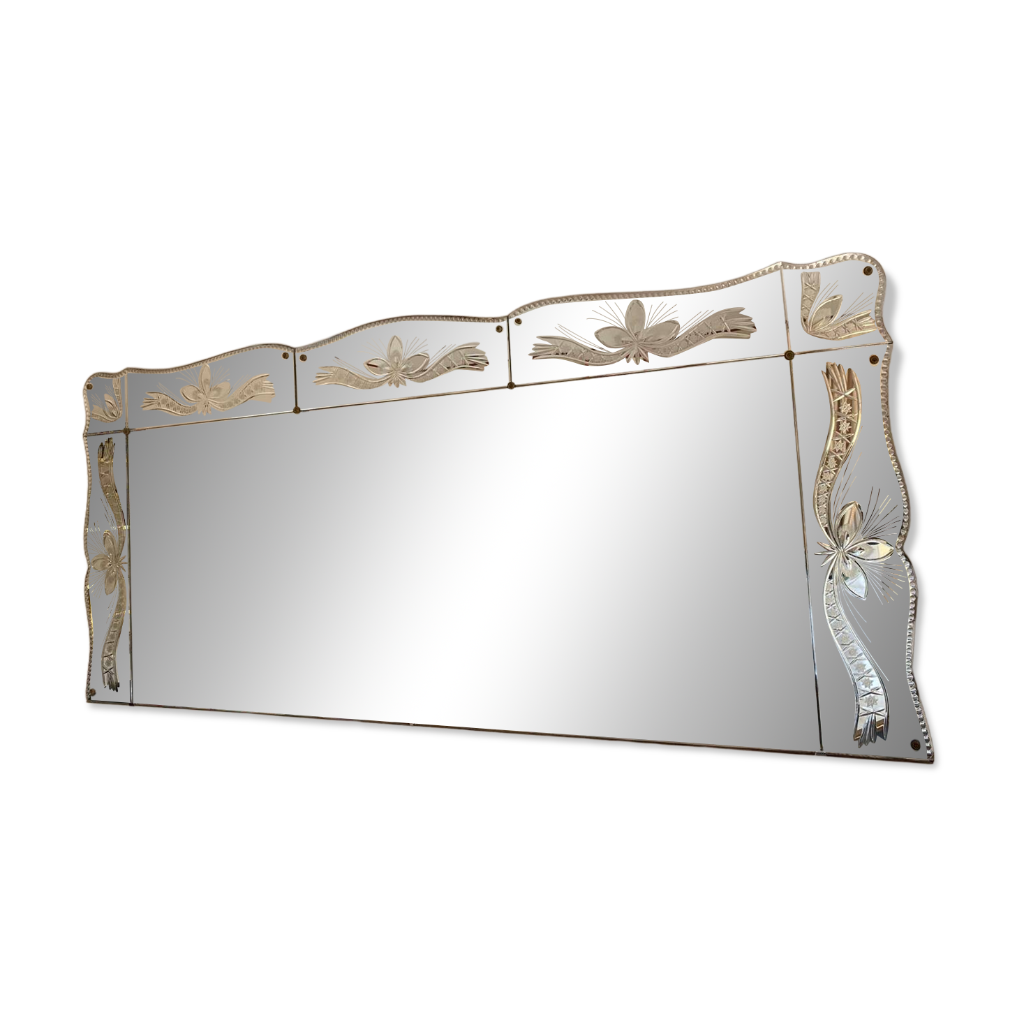 Art Deco sculpted bistro brasserie mirror 1960 225x100cm