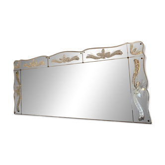 Miroir de bistrot brasserie art déco sculpté 1960 225x100cm